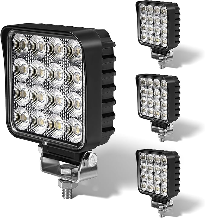 4.3" 12V LED Flood Lights 46W, 24 Volt Work Lights for Heavy Equipment Tractor Excavator Dump Truck 5300LM Waterproof, Vehicle Utility Flood UTV ATV, 4PCS