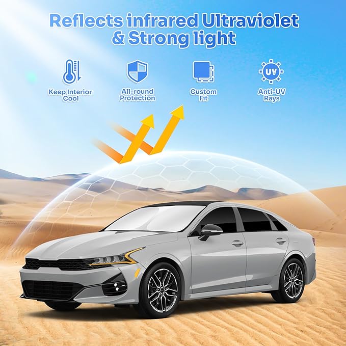 Sunshades for 2025 2026 Kia K4 Accessories Windshield Sun Shade Side Rear Window Shade Cover Sun Visor Shield Privacy Protection for Camping Keep Vehicle Cool Black 7PCS