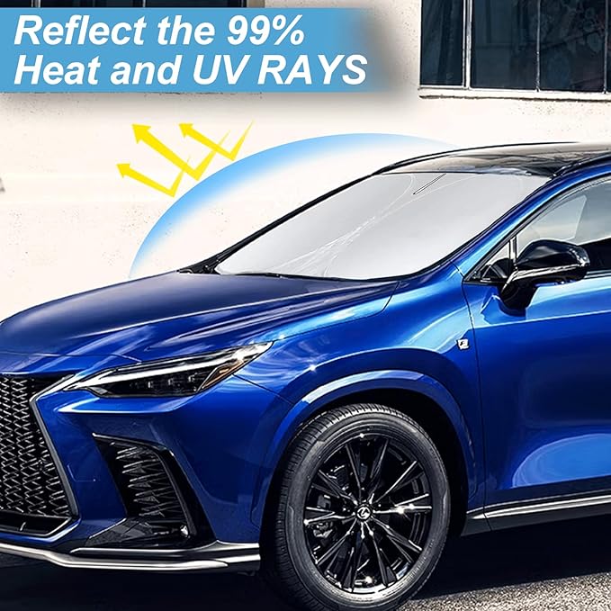 Custom Fit NX NX250 Windshield Sunshade for 2015-2022-2024 2025 Lexus NX350 NX350h NX450h Accessories Front Window Shades Cover for Windshield Sun Visor Protector 210T Reflector Block Heat UV Rays