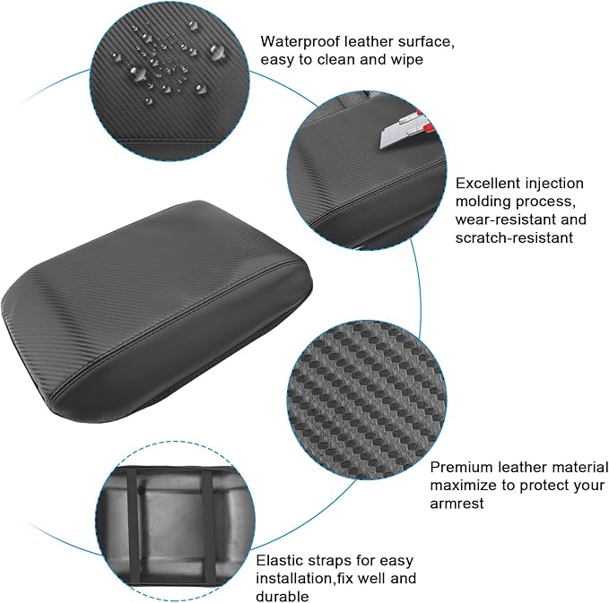 SXCY for 2024 2025 Land Cruiser Armrest Cover for Toyota Land Cruiser 2025 Center Console Cover 2024 2025 Land Cruiser Center Console Cover for 2025 Land Cruiser (Black Carbon Fiber (Thin))