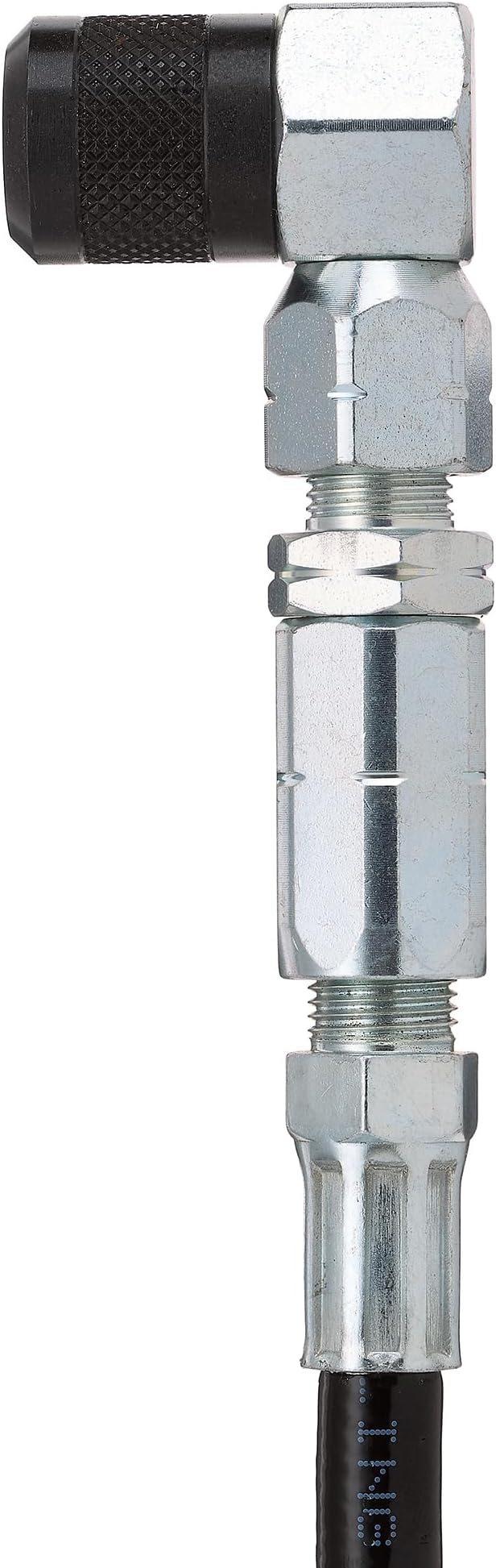 Slippery Pete 90 Degree Grease Gun Coupler - 18 Inch Flex Hose, Threaded Connection, Swivel Head, Grease Gun Fittings Compatible, 31mm Length Head for DIY Mechanics, Garage and Auto Mechanics