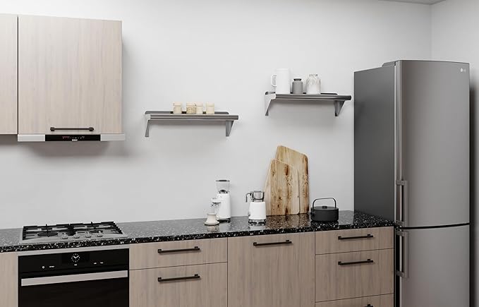 AmGood 24" Long X 8" Deep Stainless Steel Wall Shelf | NSF Certified | Appliance & Equipment Metal Shelving | Kitchen, Restaurant, Garage, Laundry, Utility Room
