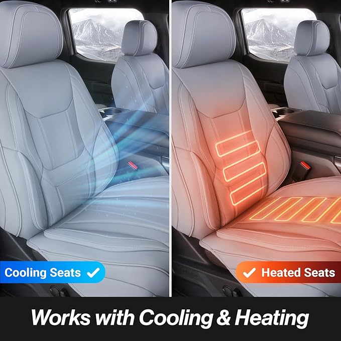 Coverland Custom Car Seat Covers Compatible with Tacoma, Santa Cruz - Premium Leather Non-Slip Memory Foam Waterproof Seat Cover Custom Interior Protector Full Set-Gray [See Size Chart-Size X58]