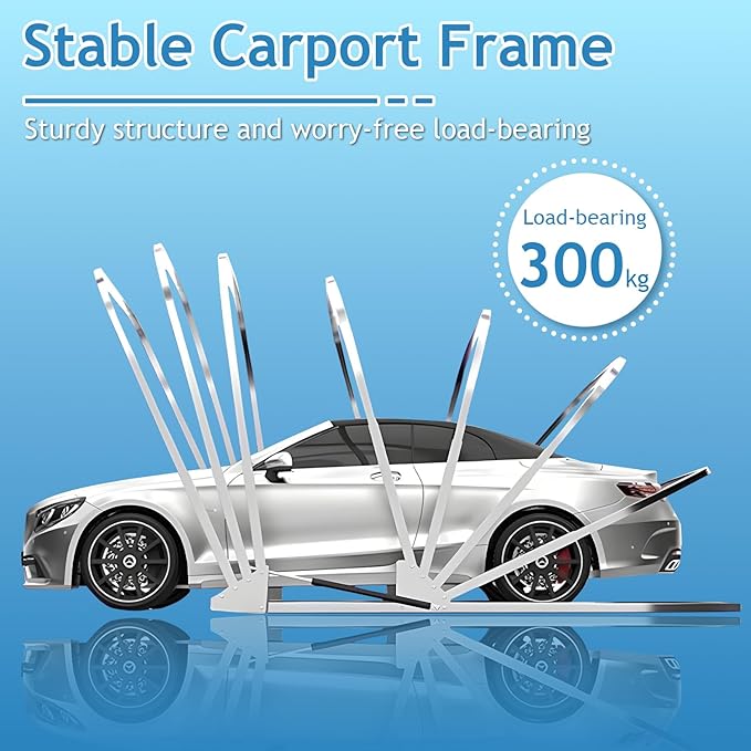 Heavy Duty Carport, Semi-Automatic Retractable Garage, Stainless Steel Folding Car Port, Portable Outdoor Car Tent, for Parking Lot, Yard, Garden, Grey, All Weather Proof, 5.5 * 2.5 * 2.3m