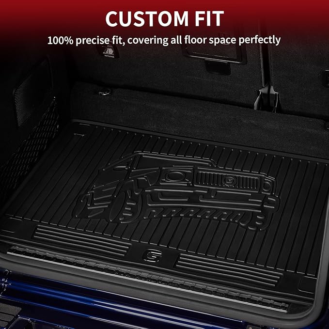 LASFIT Cargo Mats for Mercedes Benz G Class G550 / G580 / G63 AMG SUV 2026 2025 2024 2023 2022 2021 2020 2019, All Weather TPE Custom Fit Cargo Liner for G Class Trunk Mats, Black
