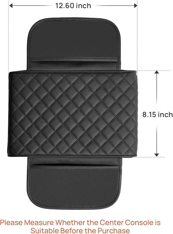 JOYTUTUS Center Console Cover for SUV Sedan, Thick Arm Rest Pad with Storage Bag Leather Middle Console Protector, ‎12.6" x 7.8" x 2.16"