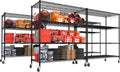PrimeZone 5 Packs 55.5" W x 24" D x 80" H Heavy Duty Wire Storage Shelves with Wheels, 4 Tier Adjustable NSF Certified Garage Shelving Unit, Rolling Metal Organizer Shelf Rack for Warehouse, Pantry