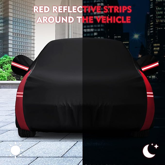 QUNSUNUS 6 Layer Car Cover for Mercedes Benz E-Class Sedan 2006-2024 Waterproof All Weather 210D Windproof for Mercedes Benz E 350 Car Cover Hail Protection with Zipper