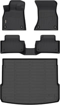 GINOWY-Floor Mats & Cargo Liner for Audi Q5 SQ5 2018-2024 2025 (Not for PHEV) TPE All Weather Q5 Car Mats, Non-Slip Trunk Mat Q5 Floor Liners Waterproof Custom Fit Accessories Mats Black