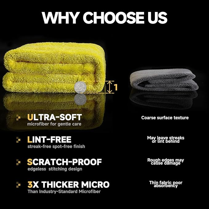 Car Drying Towel,Extra Large 36"x24" Microfiber Towel for Cars XL,Quick-Dry, Streak-Free,No Water Spots,Car Cleaning & Detailing Supplies,Double-Sided High Absorbency Edgeless Design