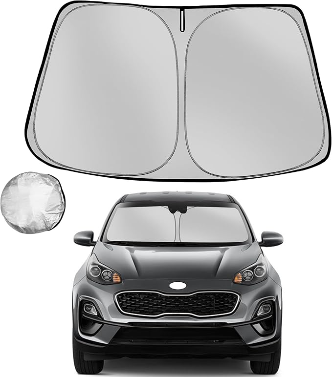 Windshield Sun Shade for 2018-2022 Kia Sportage Foldable Sun Sunshade for Car Front Window Blocks UV Rays and Heat Automotive Interior Protector Custom Fit Accessories