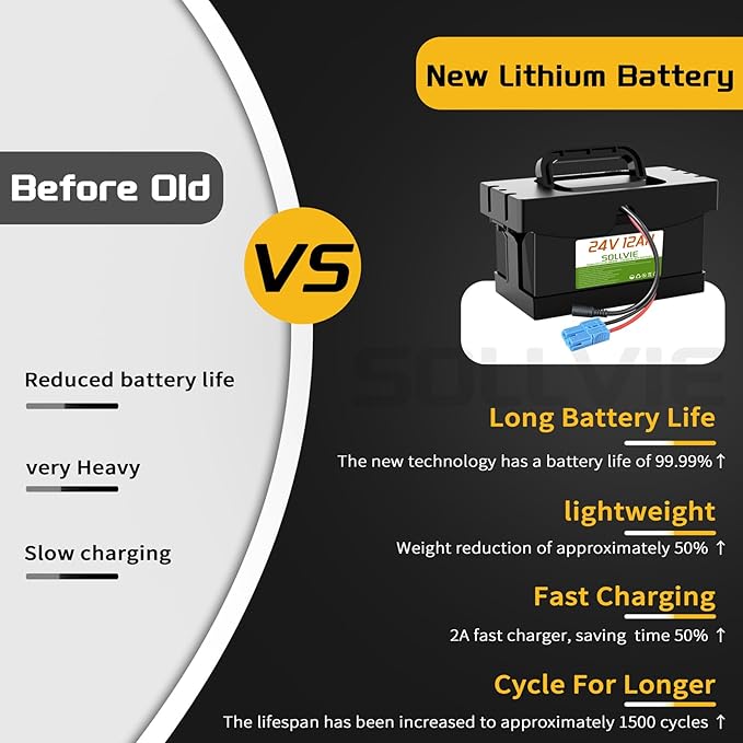 24V Battery Replacement for Ride On Cars,12Ah/7Ah with 2A Fast Charger, compatible with Dynacraft Realtree UTVs(24V 12Ah)
