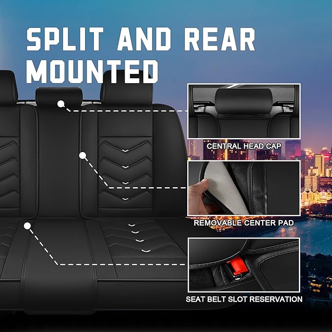 Car Seat Covers for Chrysler Pacifica 2004-2025, Stylish Sport Seat Cover, Premium Nappa Leather Car Seat Cover. Automobile Seat Covers Sets.(Standard 5 Seats/Black White)