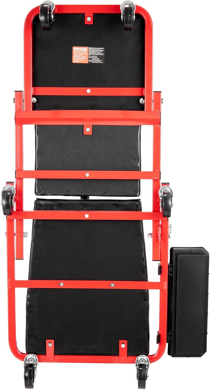 VEVOR Foldable Z Garage Creeper, 36 in, 300 lbs Load Capacity Rolling Folding Mechanic Creeper Stool, with 6 Wheels Tool Tray Padded Seat Steel Frame, Lay Down or Sit Chair for Garage Shop or Home
