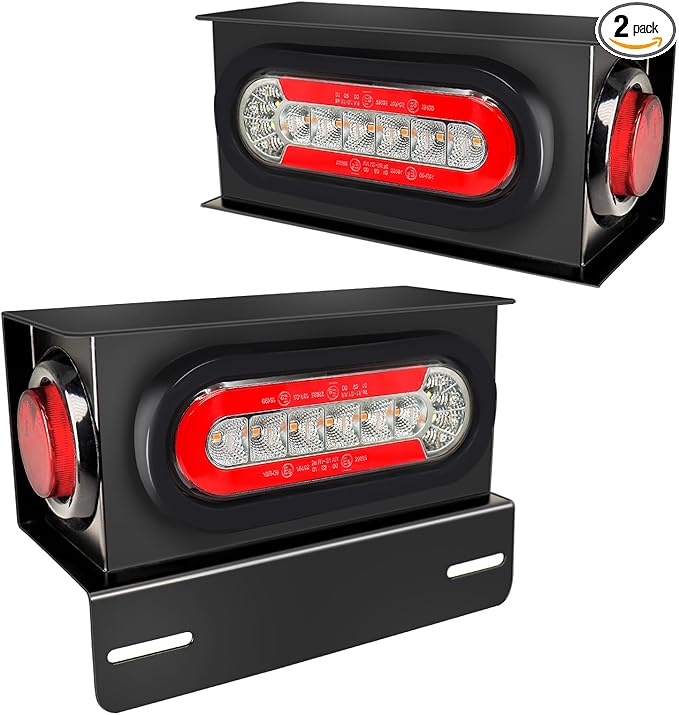 Agrieyes Sequential Turn Signal Trailer Lights, Oval LED Trailer Light with Box, Boat Trailer Lights Kit with Brake, Tail, Turning Signal, Reverse Light, DOT Compliant
