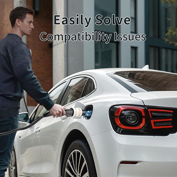 Tesla to J1772 Charger Adapter, 32 Amp / 220V, Compatible with Tesla Connector, NACS Converter for J1772 Electric Vehicles Charging