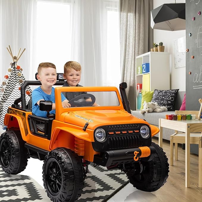 24V Ride on Toys for Big Kids, 2 Seater Electric Truck with Remote Control, 4.3 MPH Max Speed, Bluetooth, 4WDS, Led Headlight & Music Player