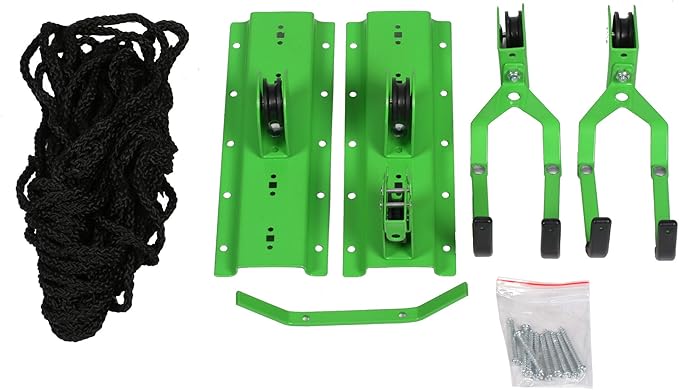 Bike Hanger - Overhead Pulley System with 100lbs Capacity for Bicycles and Ladders - Secure Garage Ceiling Storage by Rad Sportz, Green