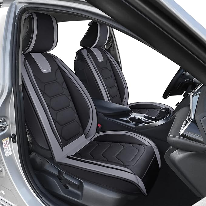 OASIS AUTO Custom Fit Seat Covers for 2012-2025 Toyota Camry, Waterproof Faux Leather Seat Protector Cushion Camry Car Accessories (Full Set, Gray)