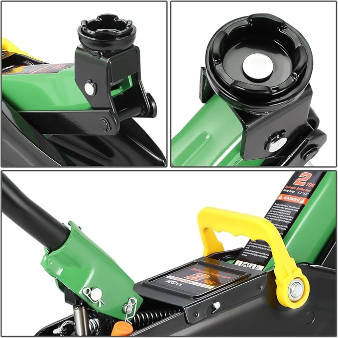 DNA MOTORING Low Profile Hydraulic Trolley Service/Floor Jack, 2 Ton (4000 lbs) Capacity, Lifting Range 5.1"-13", Green, TOOLS-00474-GR