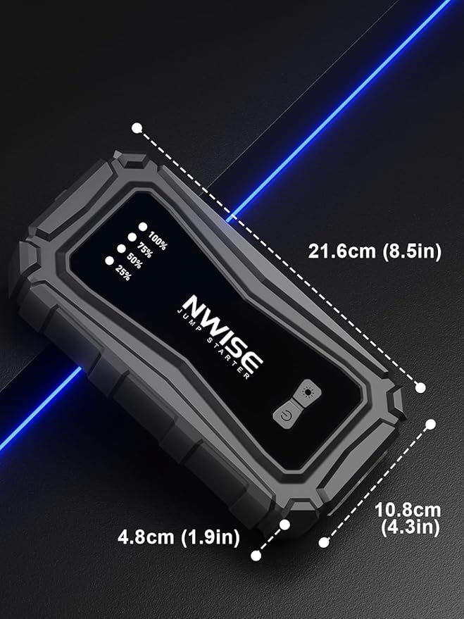 NWISE Car Jump Starter, 6000A Peak 25800mAh Portable Battery Starter (Up to 10L Gas or 8L Diesel Engine) with Smart Safety Jumper Clamps,12V Jump Boxes with 45W Fast Charging