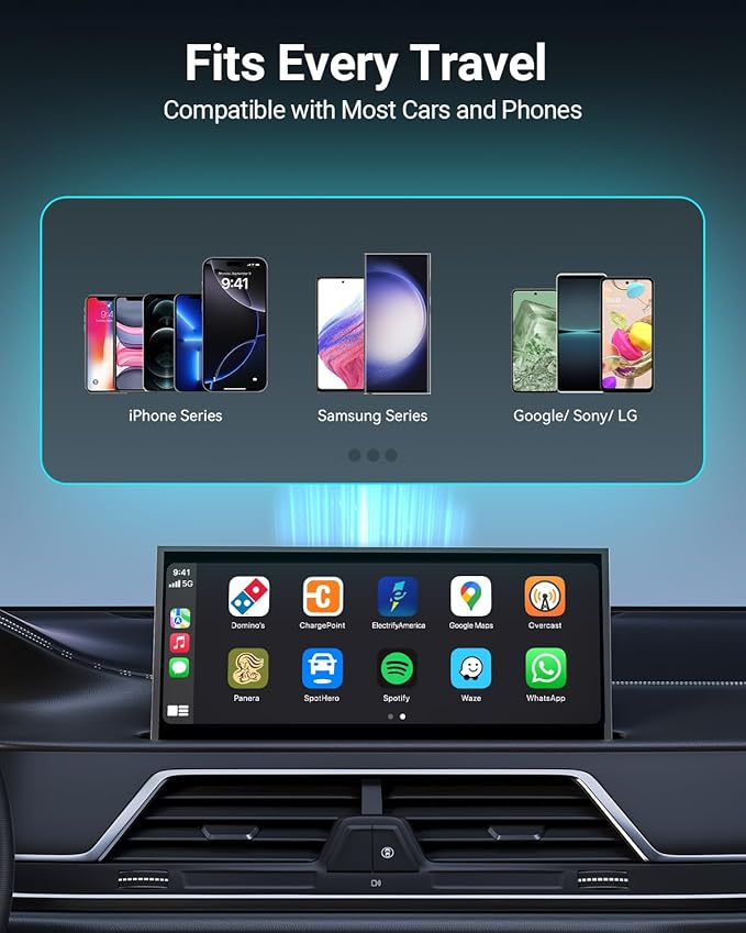 Mini Wireless CarPlay Adapter for Carplay and Android Auto 2-in-1 Mini USB Design for Cars, Plug and Play Converts Wired to Wireless CarPlay for iOS10+/Android 11+, Black