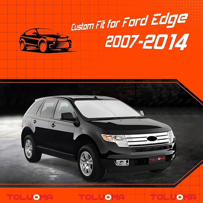 Custom Fit Windshield Sun Shade for Ford Edge 2007-2014 - Full Coverage, 210T Reflective Fabric, Double-Layer Design - Blocks 99% UV Rays, Keeps Car Cool, Easy to Install and Store