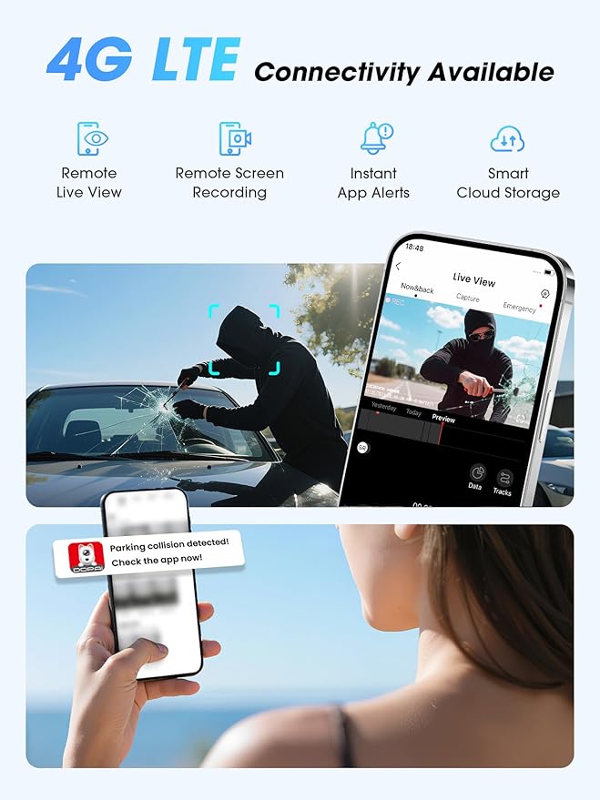 DDPAI Dash Cam Front and Rear, Dual STARVIS 2 IMX678 IMX662 Dashcam, 4K+1080P Dual HDR Car Camera with 32G eMMC, 3K/60FPS, 4G LTE Support, 5G WiFi GPS, 3" IPS, Night Vision, 24H Parking Mode, Z60 Pro