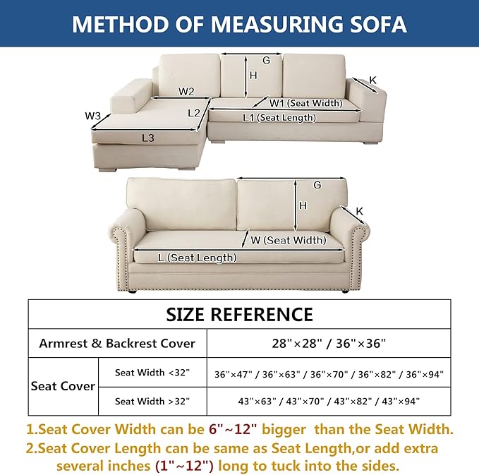 Eismodra Couch Cover,Sectional Couch Covers,Sofa Covers for 3 Cushion Couch,Anti-Slip Sofa Slipcovers for Dogs Cats Kids Loveseat Recliner L Shaped Armrest Backrest,Coffee 36''x94''(Only 1 Piece)