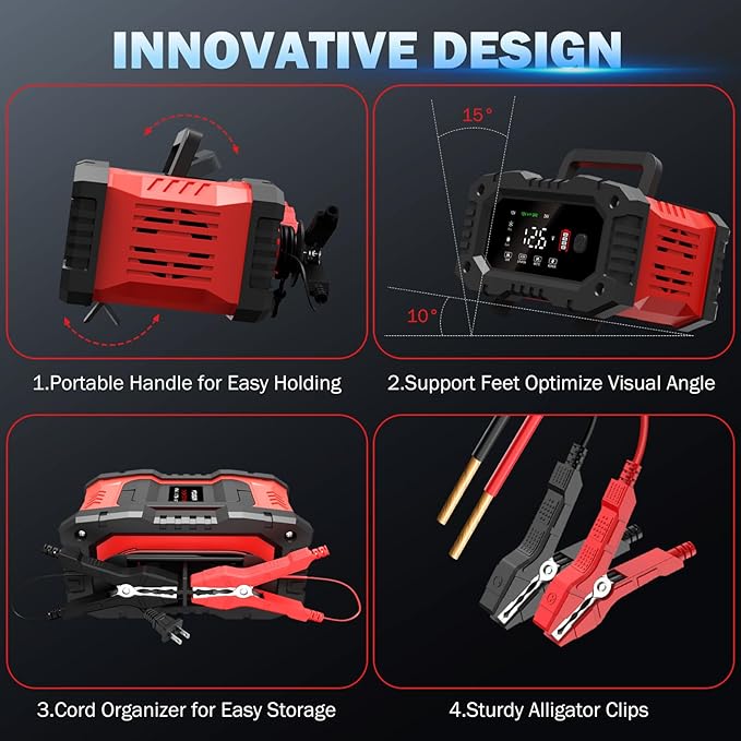 20-Amp Car Battery Charger, 12V/20A and 24V/10A LiFePO4,Lead-Acid(AGM/Gel/SLA) Automatic Smart Trickle Charger Maintainer,Desulfator, 300W Fast Charging for Automotive Truck Motorcycle Lawn Mower Boat