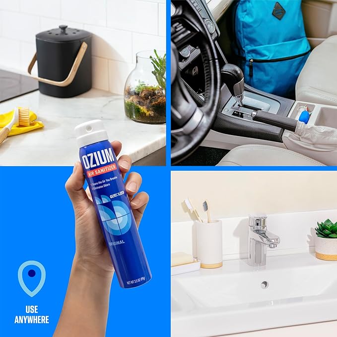 Ozium 3.5oz Air Sanitizer Spray & Odor Eliminator for Homes, Cars, Offices and More, New Car Smell, (Pack of 2)