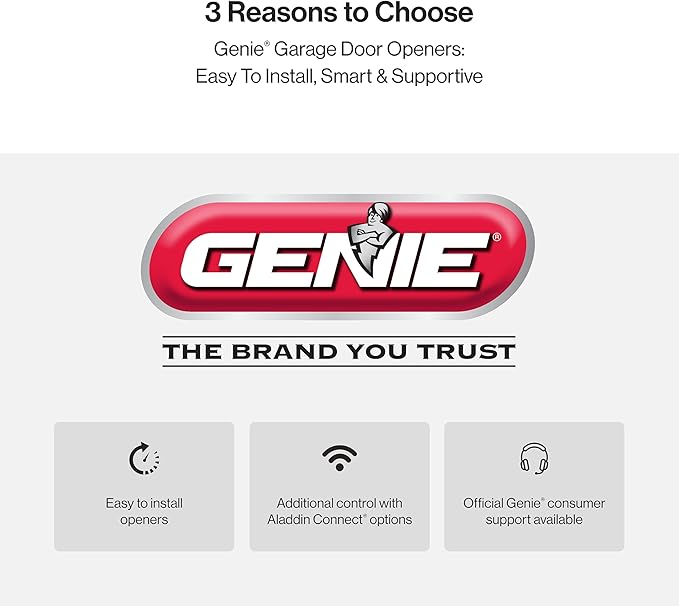 Genie SilentMax 1000 Garage Door Opener - Ultra-Quiet Belt Drive - Includes two 3-Button Pre-Programmed Remotes, Wall Console, Wireless Keypad, Safe T-Beams - Model 3042-TKH, 140V DC Motor