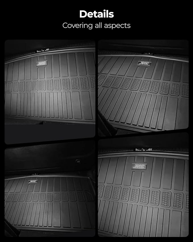 3W Cargo Liner Compatible for Jeep Grand Cherokee L 2021-2025 All Weather Custom Fit TPE Cargo Tray Heavy Duty Trunk Mats, Black