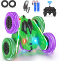 Remote Control Car, RC Cars, RC Stunt Car Toys with New Upgraded Strip Light & Headlight, RC Cars for Boy Girl Gifts with 2.4Ghz, 600mAh, 4WD, 90 Min Playtime, 360° Rotating, Double Sided