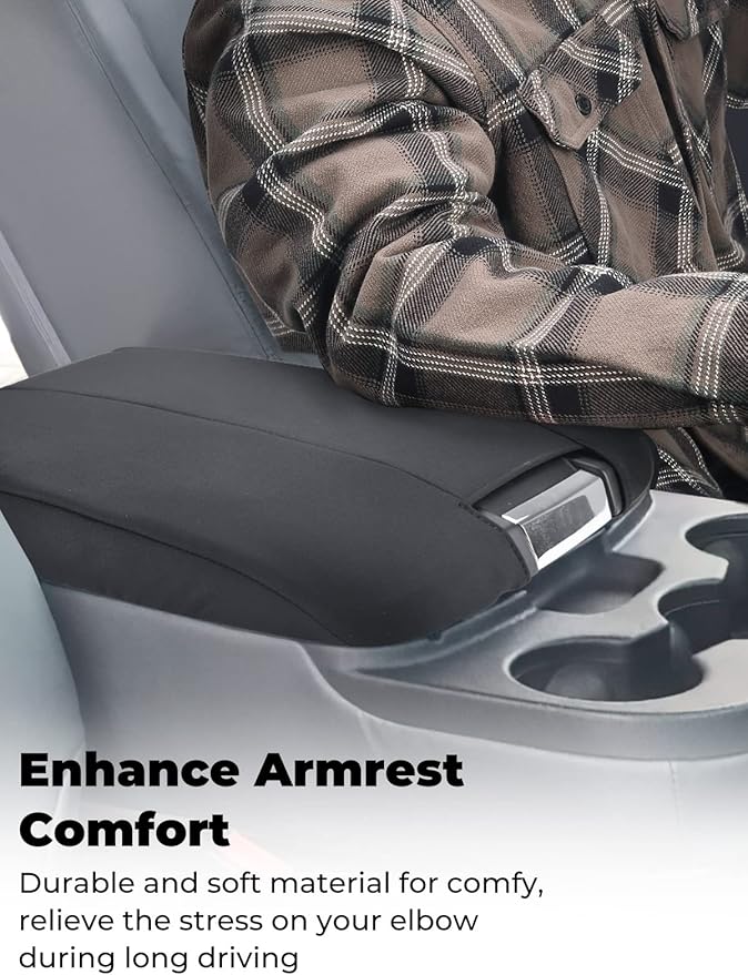 ISSYAUTO Center Console Cover Compatible with 2013-2018 Ram 1500 & 2013-2024 Ram 2500/3500/1500 Classic Model, Only for Jump Seat Console, Customized Armrest Cover Cozy Neoprene Console Cover