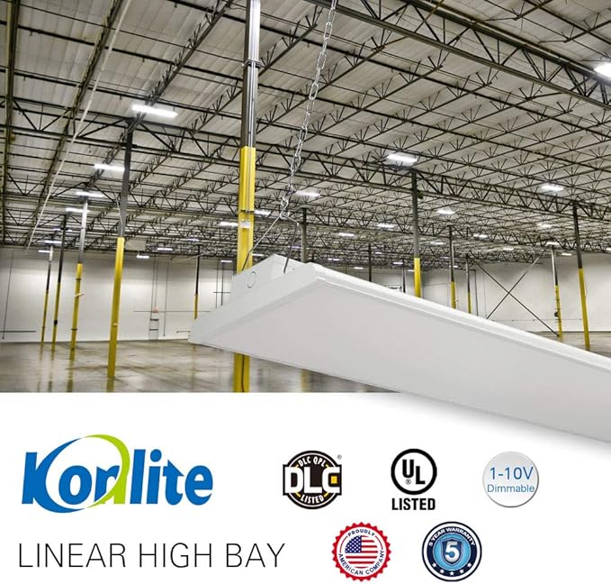2 Pack 2 FT Linear LED High Bay Light 165W 22400 Lumens - 100-277V - 5000K - 1-10V Dimming - DLC and UL Listed