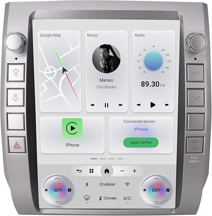 Android Car Radio Stereo for Toyota Tundra 2014-2020 with Wireless Carplay&Android Auto,12.1″ HD Touch Screen T-Style Head Unit 3+32G Car Multimedia Player Replacement WiFi,GPS,Bluetooth,SWC