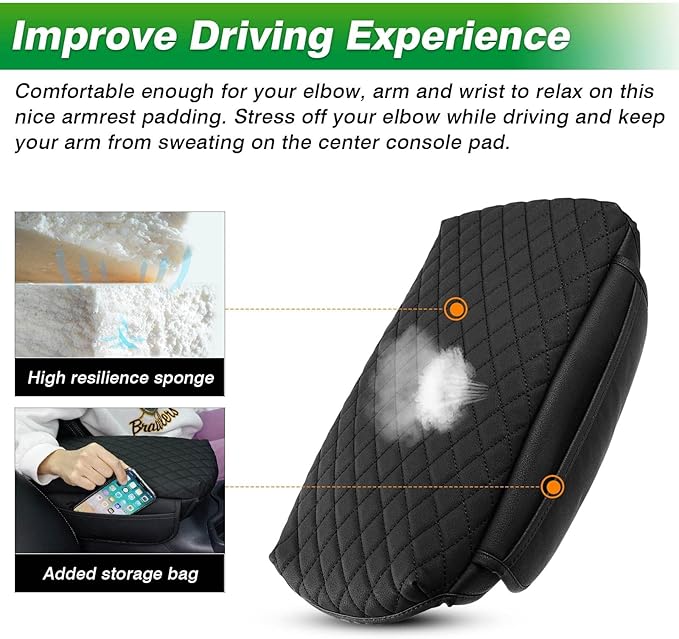 Shademax Center Console Cover Toyota RAV4 2019-2024 2025 2026 Armrest Cover Cushion Pad for Toyota RAV4 Accessories PU Leather Armrest Seat Box Protector with Pockets Storage Bag
