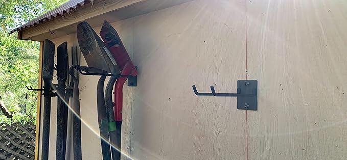 4 Pack Garage Storage Organizer for Tool Organization Heavy-Duty Solid Steel Wall Hanger for Garden Tools - Shovel Holder, Rake Broom Yard Wall Mount Hooks - Overhead Garage Storage Rack