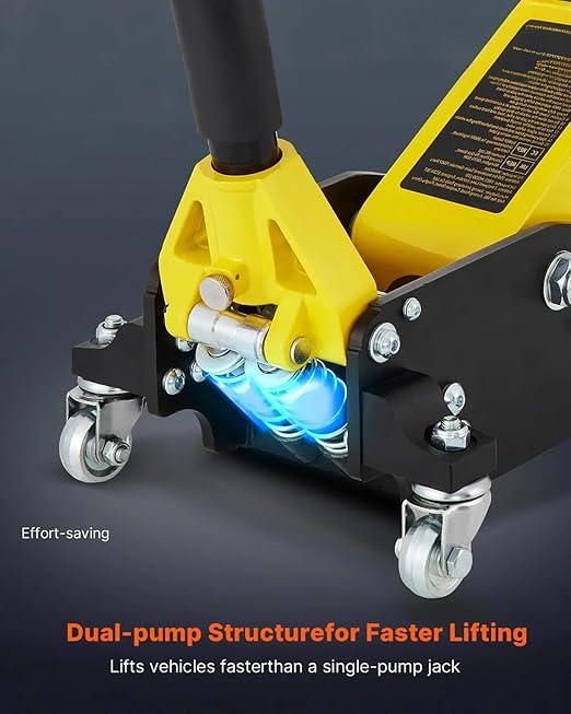 VEVOR Low Profile Floor Jack 1.5 Ton (3300 LBS), Aluminum and Steel Race Ground Elevator with Dual Pistons Quick Lift Pump Auto Repair Car Maintenance, Lifting Range 3-3/20"-14-10/27"