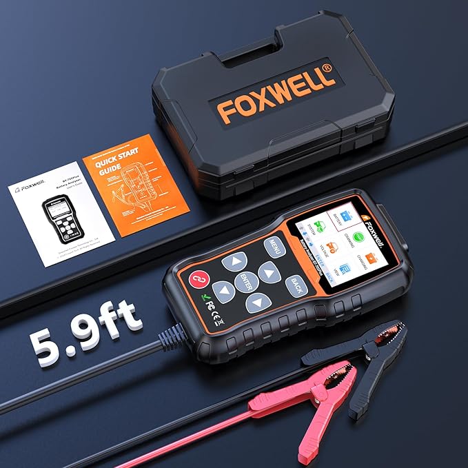 FOXWELL BT705 Plus Car Battery Tester 12V 24V Automotive, 100-2000CCA Battery Load Tester Digital Battery Analyzer Charging System Alternator Tester Cranking Checker for Car Heavy Duty Truck Marine