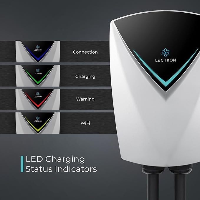 Lectron Electric Vehicle Charging Station (WiFi) 48 Amp with App Control - Powerful Level 2 EV Charger (240V) with NEMA 14-50 Plug/Hardwired - V-Box Pro Compatible with All J1772 EVs