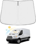 Windshield Sun Shade for 2015-2025 2026 Ford Transit Wagon XL Wagon XLT Accessories Thicken 6-Layer Foldable Front Window Sunshade Cover Sun Visor Protector Block UV Rays Keep Vehicle Cool