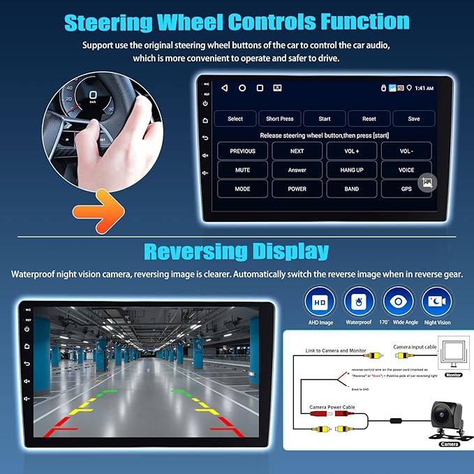 SIXTOP [4+64G] Android Car Stereo for Hyundai Tucson IX35 2010-2015 with Carplay Android Auto Mirror Link 10.1 inch Touchscreen 1280 * 720 Bluetooth 5.0 FM/RDS DSP 32EQ WiFi GPS Change Theme AI Voice