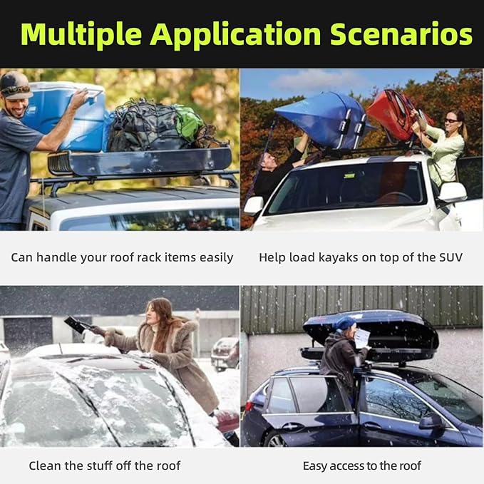 Car Door Step, Multi-Foldable Aluminum Alloy Roof Rack Car Step, Easy Access Door Step for Car Roof, Suitable for Most Cars, SUVs, and Trucks (Black)