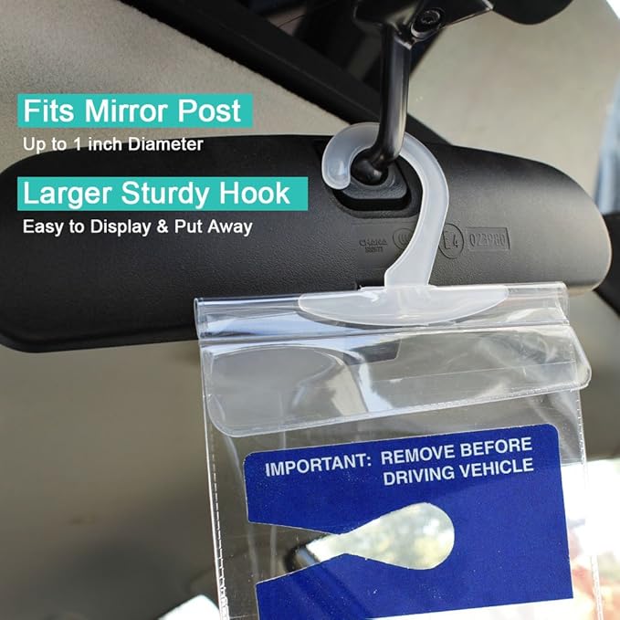 Handicapped Parking Placard Holder - Disabled Placard Protective Mirror Tag Holder with Larger Hanger by Tbuymax(Set of 4)