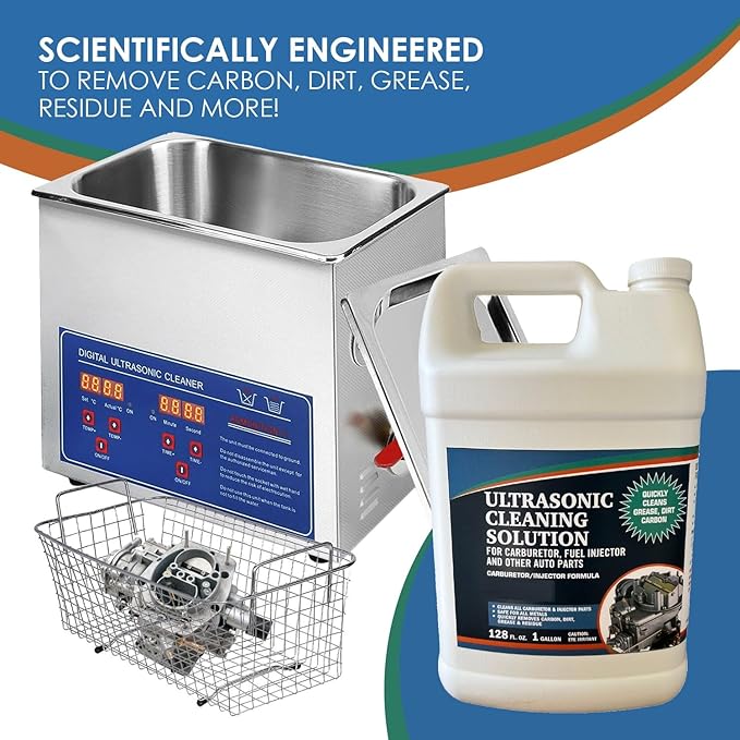 NORTHWEST ENTERPRISES Ultrasonic Cleaner Solution for Carburetors and Engine Parts. Concentrated Washing Compound for use in Ultrasonic Machines and Immersion Washers - Automotive Fluid (4 Gallons)
