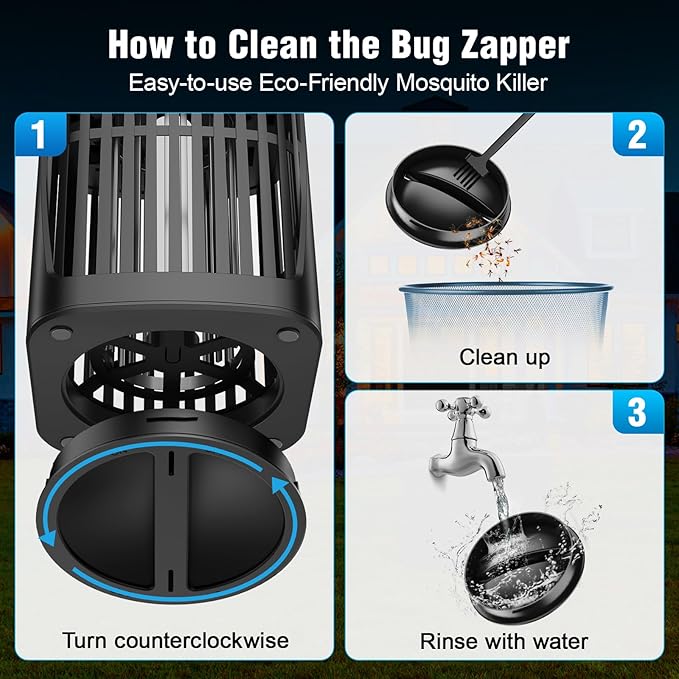 Solar Bug Zapper Outdoor and Indoor, Dual Folding Solar Panel with Auto Sensor Function, USB Rechargeable Cordless Fly Traps, 4200V Electric Mosquito Killer for Patio, Backyard, Garden, Camping
