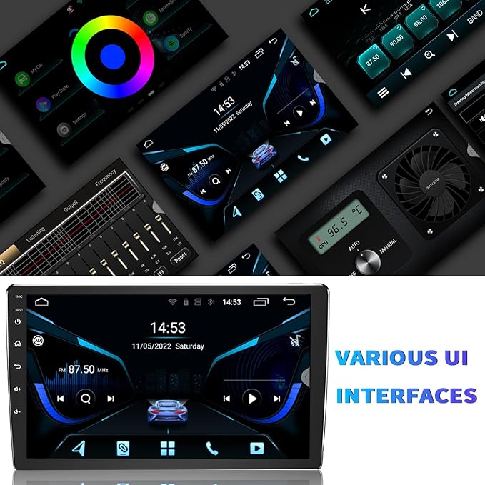 BINIZE Android Double Din 10.1 Inch Touch Screen Bluetooth Car Radio,Radio with Wireless Carplay＆Android Auto,GPS Navigation Receiver,Bluetooth,FM,Dual USB,Mirror Link,Support Backup Camera【2+32】