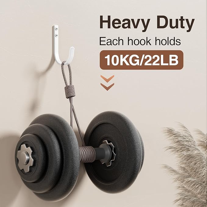 Wall Hooks for Hanging Towel/Coat - 22LB Screw in Metal Hanger Wall Mount, for Outdoor, Closet, Door, Bathrooms, for Backpack, Robe, White 5 Pack